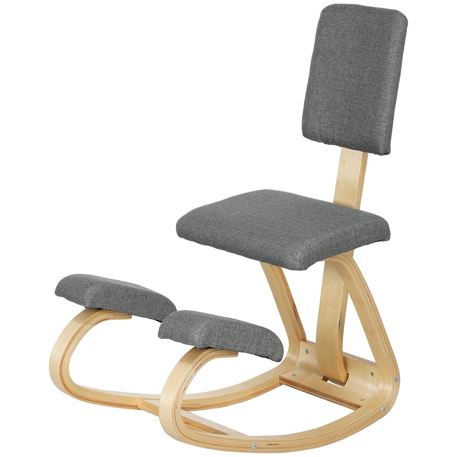 Ergonominen polvistuoli koivua, harmaa