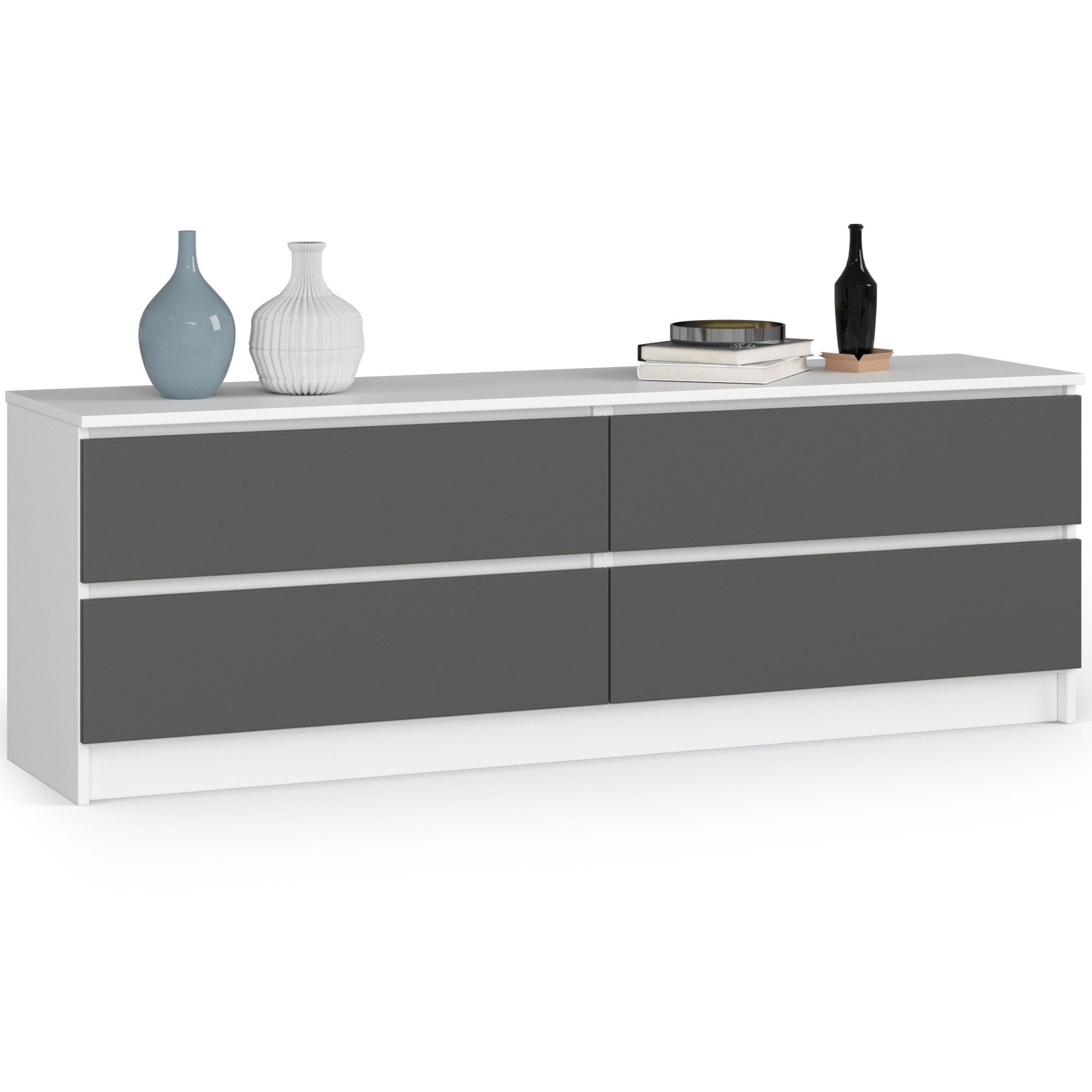 Akord Lipasto 4 laatikkoa Valkoinen/Harmaa Grafiitti 160x40x55
