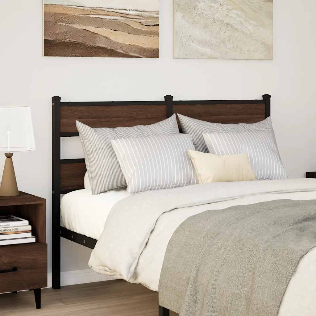 vidaXL Vaihdettava sängynpääty ruskea tammi 120 cm teräs ja tekninen puu