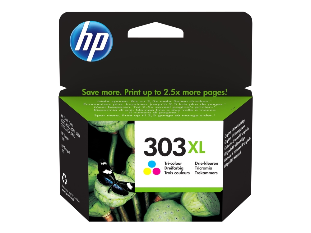 HP 303XL alkuperäinen riittoisa kolmivärinen mustepatruuna